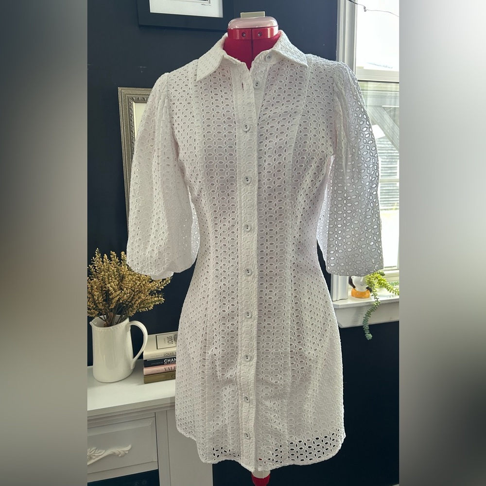Dynamite Elegant White Eyelet Top